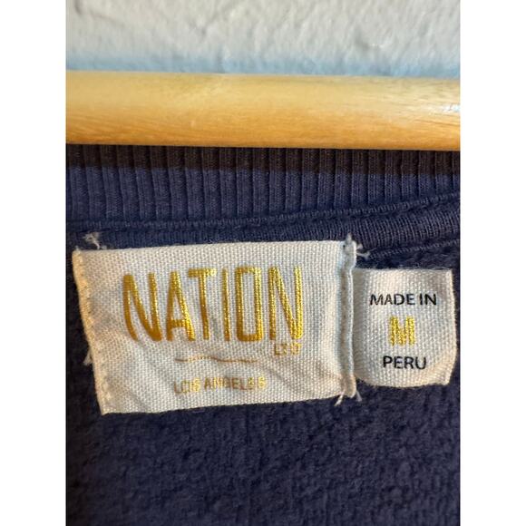 Nation Teddi Blue V Neck Sweatshirt Poplin Tiered Puff Sleeve Top M - Picture 8 of 8